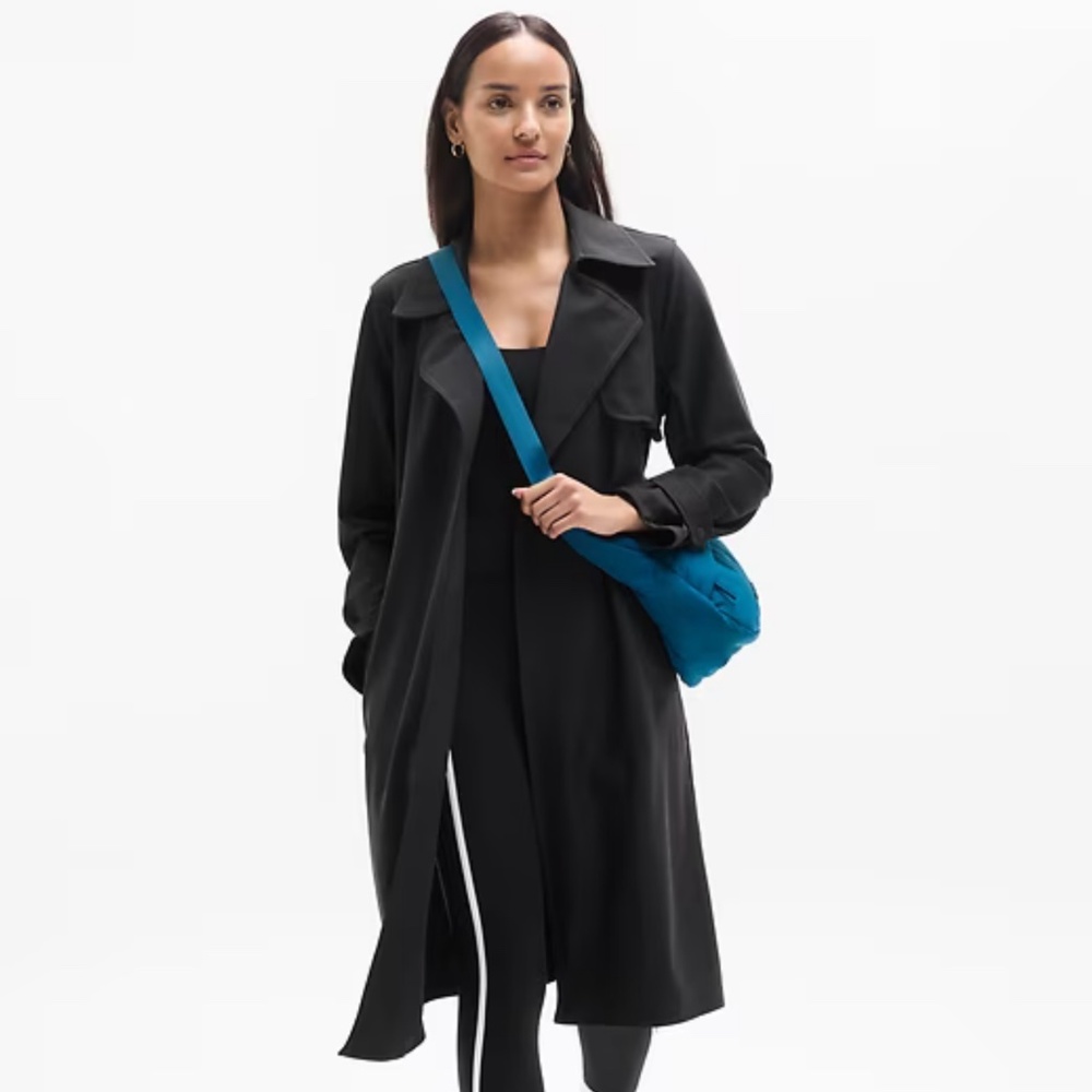 Athleta trench Coat size small black